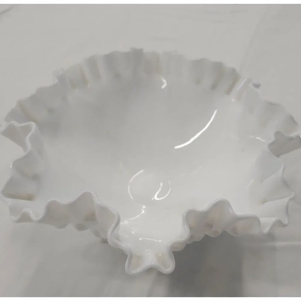 Fenton Vintage Milk Glass Hobnail 3 Legged Candy Dish Bowl